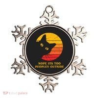 Retro Nope Its Too Peopley Outside Shy Cat Lovers Ornament thumb 0