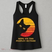 Retro Nope Its Too Peopley Outside Shy Cat Lovers Women's Tank Top thumb 3