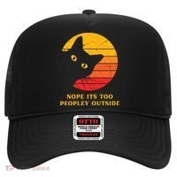 Retro Nope Its Too Peopley Outside Shy Cat Lovers Hat thumb 0