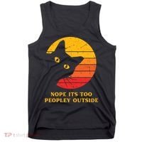 Retro Nope Its Too Peopley Outside Shy Cat Lovers Tank Top thumb 0