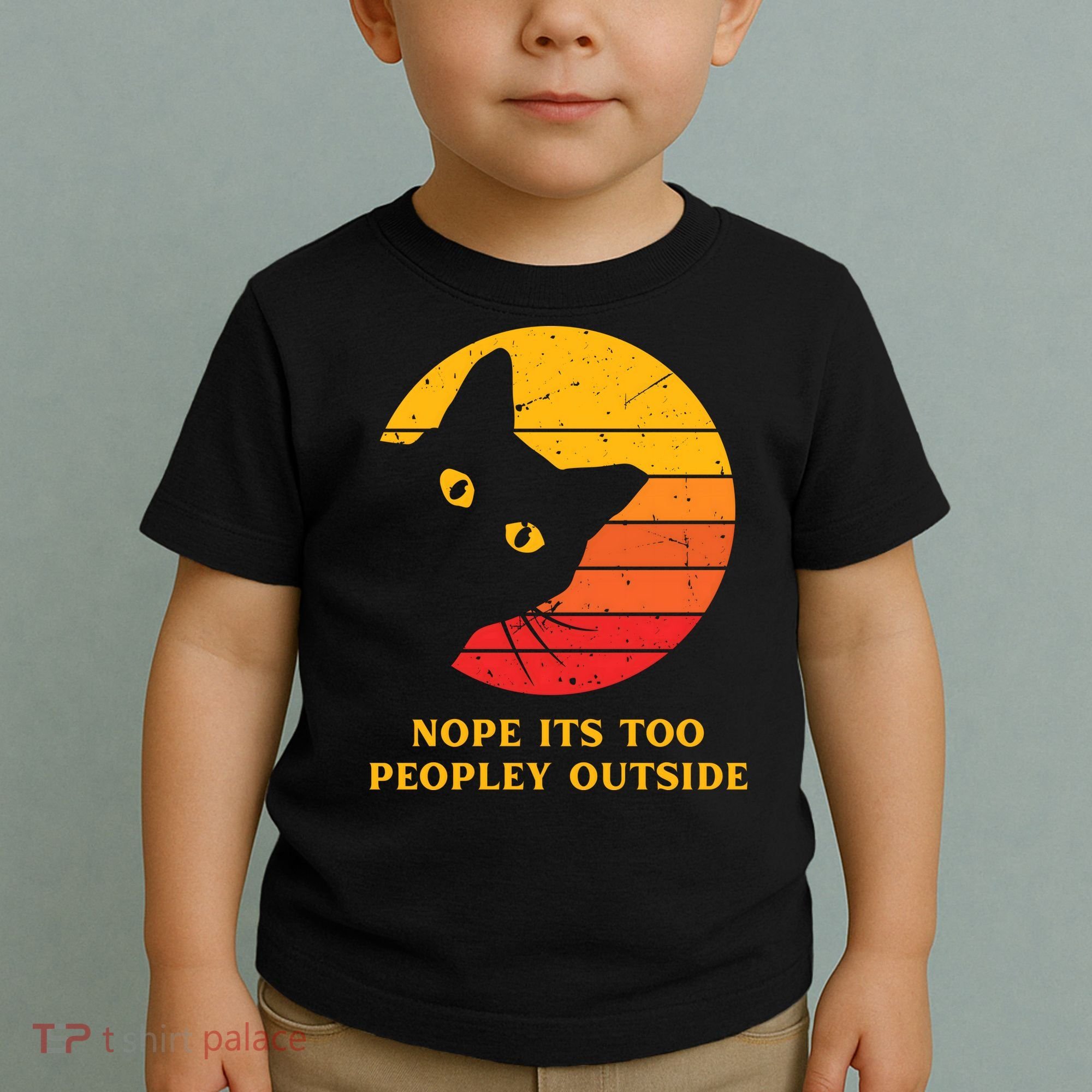 Retro Nope Its Too Peopley Outside Shy Cat Lovers Toddler T-Shirt