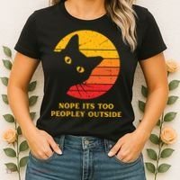 Retro Nope Its Too Peopley Outside Shy Cat Lovers Women's T-Shirt thumb 2