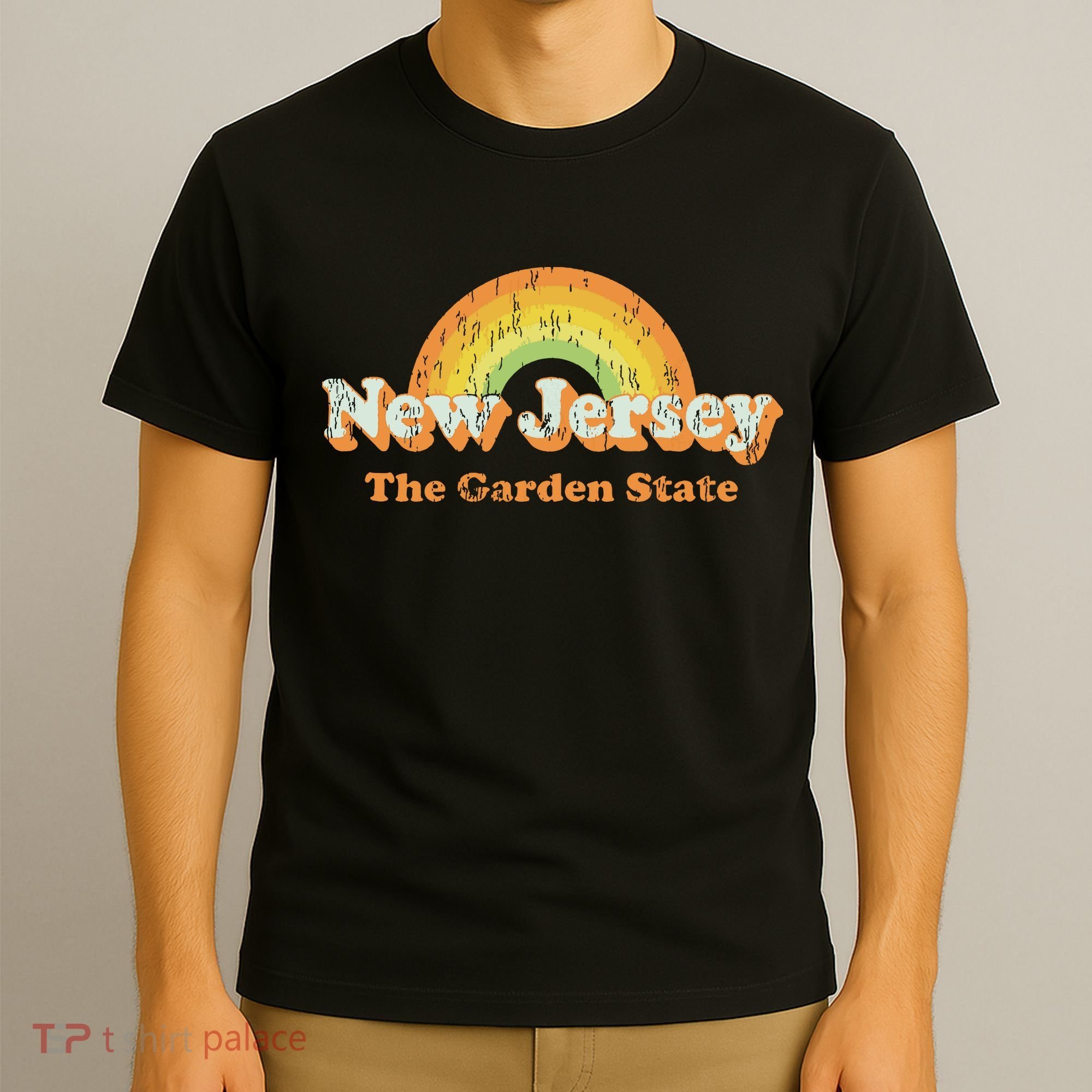 Retro New Jersey Vintage 70s Nj Rainbow T-Shirt