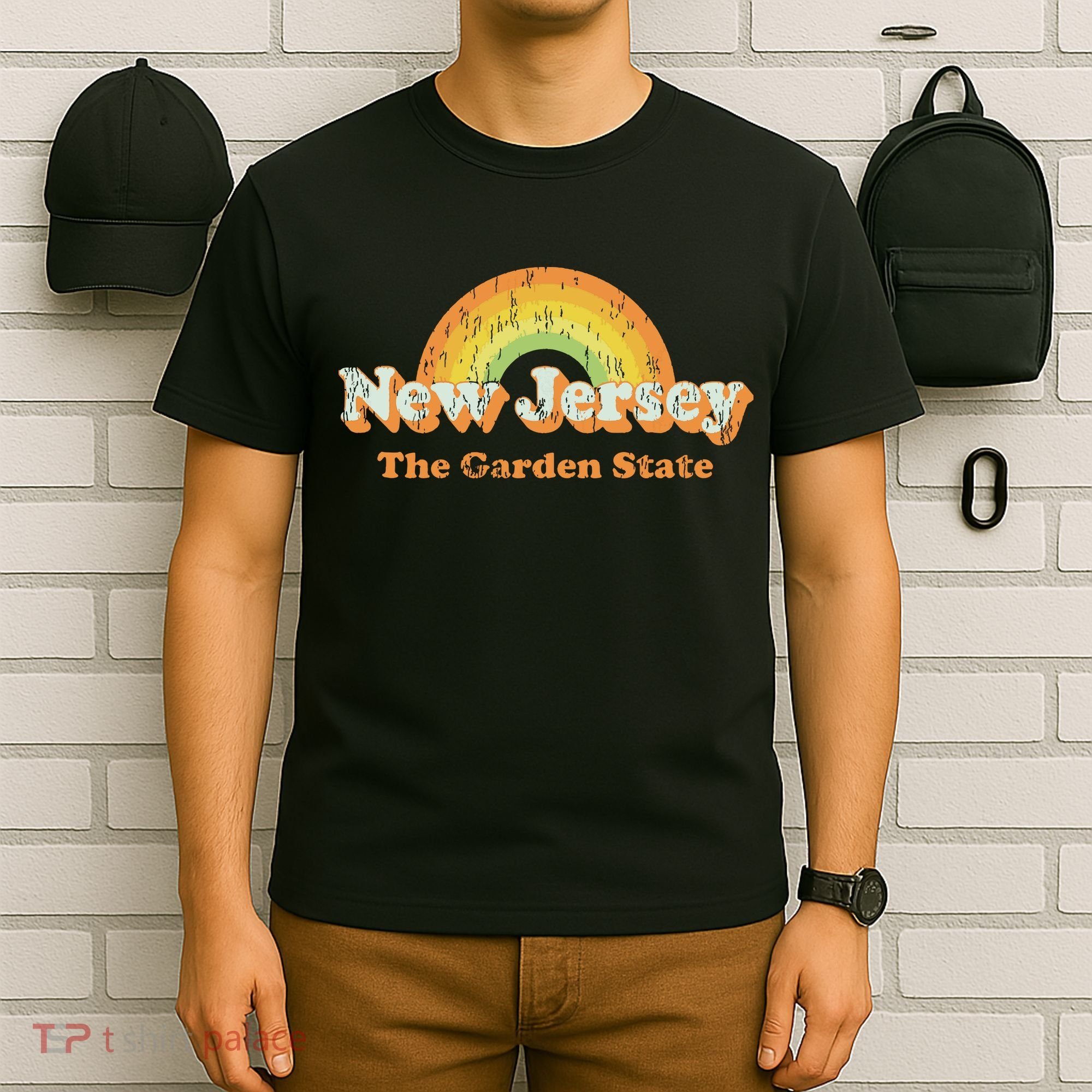Retro New Jersey Vintage 70s Nj Rainbow T-Shirt