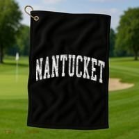 Retro Nantucket Massachusetts Beach Vacation Souvenir Golf Towel thumb 1