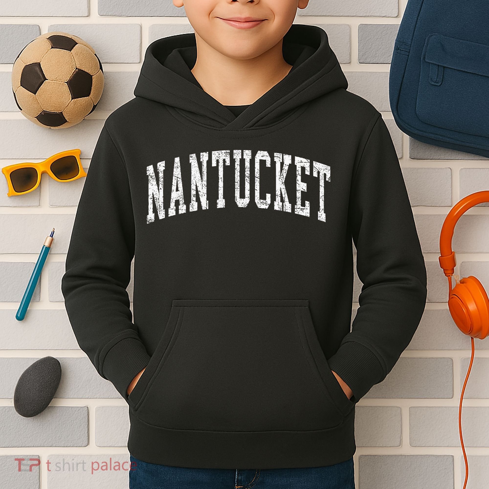 Retro Nantucket Massachusetts Beach Vacation Souvenir Kids Hoodie