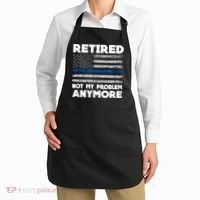 Retired Not My Problem Anymore, Police Thin Blue Line Flag Apron thumb 2