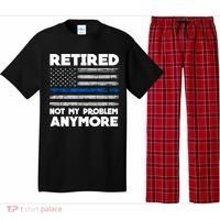 Retired Not My Problem Anymore, Police Thin Blue Line Flag Pajama Set thumb 0