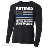 Retired Not My Problem Anymore, Police Thin Blue Line Flag Cooling Performance Long Sleeve Crew thumb 0