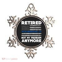 Retired Not My Problem Anymore, Police Thin Blue Line Flag Ornament thumb 0