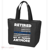 Retired Not My Problem Anymore, Police Thin Blue Line Flag Tote Bag thumb 3