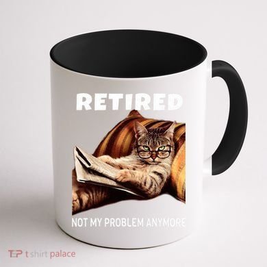 Retired Not My Problem Anymore Funny Cat Retirement Gift Coffee Mug back