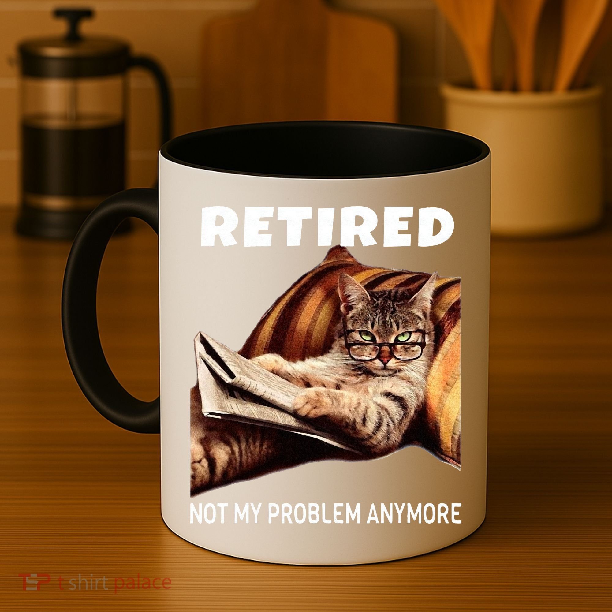 Retired Not My Problem Anymore Funny Cat Retirement Gift Coffee Mug