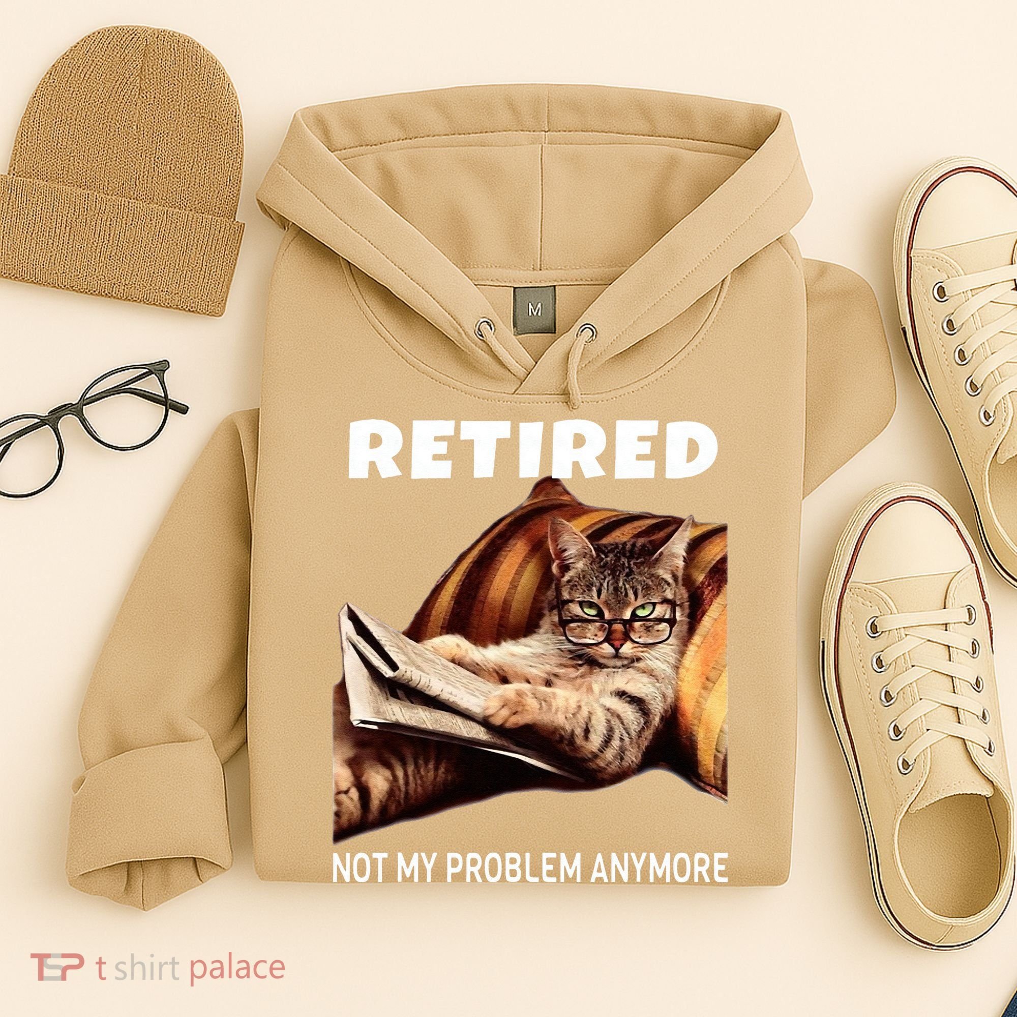 Retired Not My Problem Anymore Funny Cat Retirement Gift Hoodie