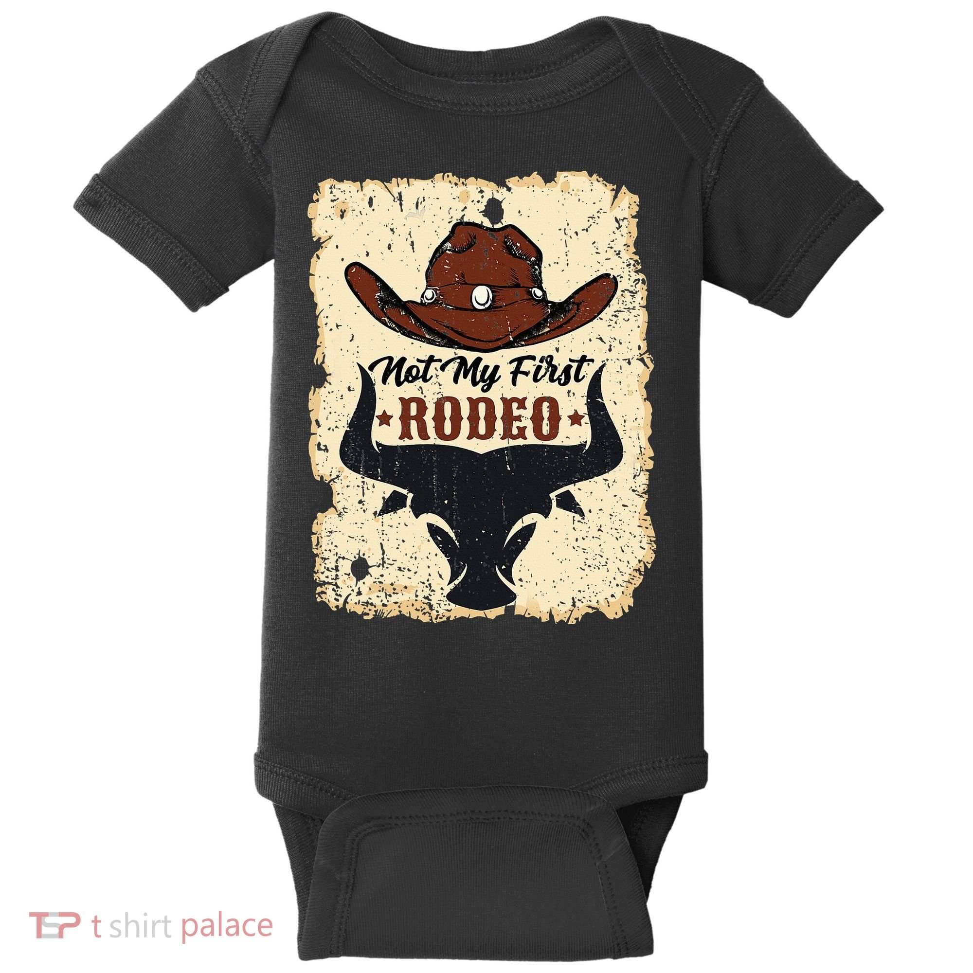 retro not my first rodeo  rodeo western country cowboy  Baby Bodysuit