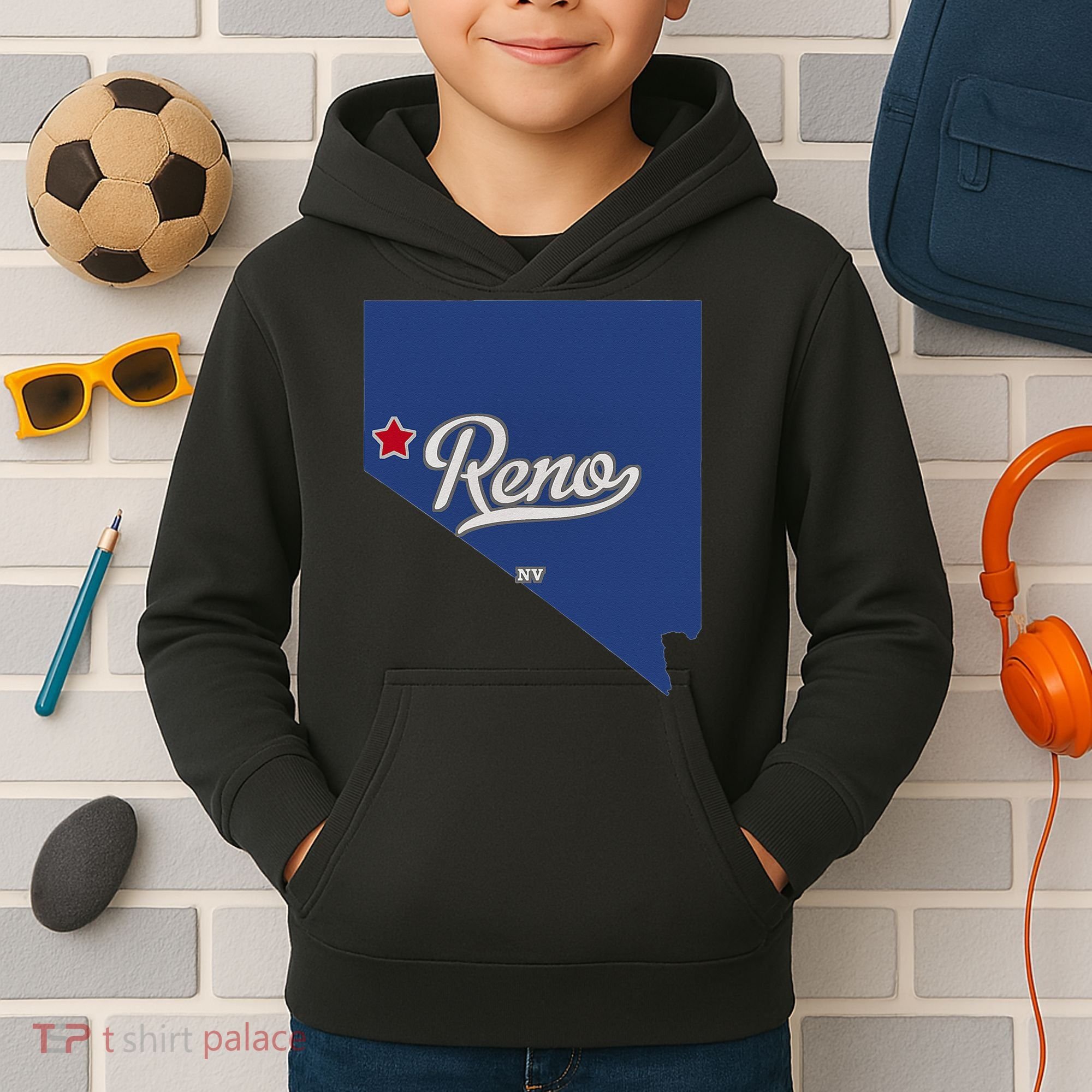 Reno Nevada NV Map Kids Hoodie