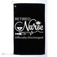 Retired Nurse Officially Discharged Retirement Party Gift Golf Towel thumb 0
