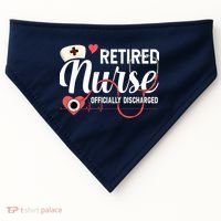 Retired Nurse Officially Discharged Retirement Party Gift USA-Made Doggie Bandana thumb 0