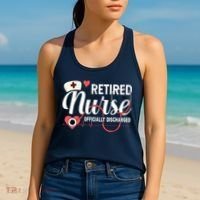 Retired Nurse Officially Discharged Retirement Party Gift Women's Tank Top thumb 2
