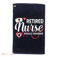 Retired Nurse Officially Discharged Retirement Party Gift Golf Towel thumb 0