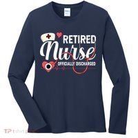 Retired Nurse Officially Discharged Retirement Party Gift Women's Long Sleeve Shirt thumb 0