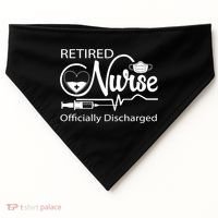 Retired Nurse Officially Discharged Retirement Party Gift USA-Made Doggie Bandana thumb 0