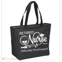 Retired Nurse Officially Discharged Retirement Party Gift Tote Bag thumb 2