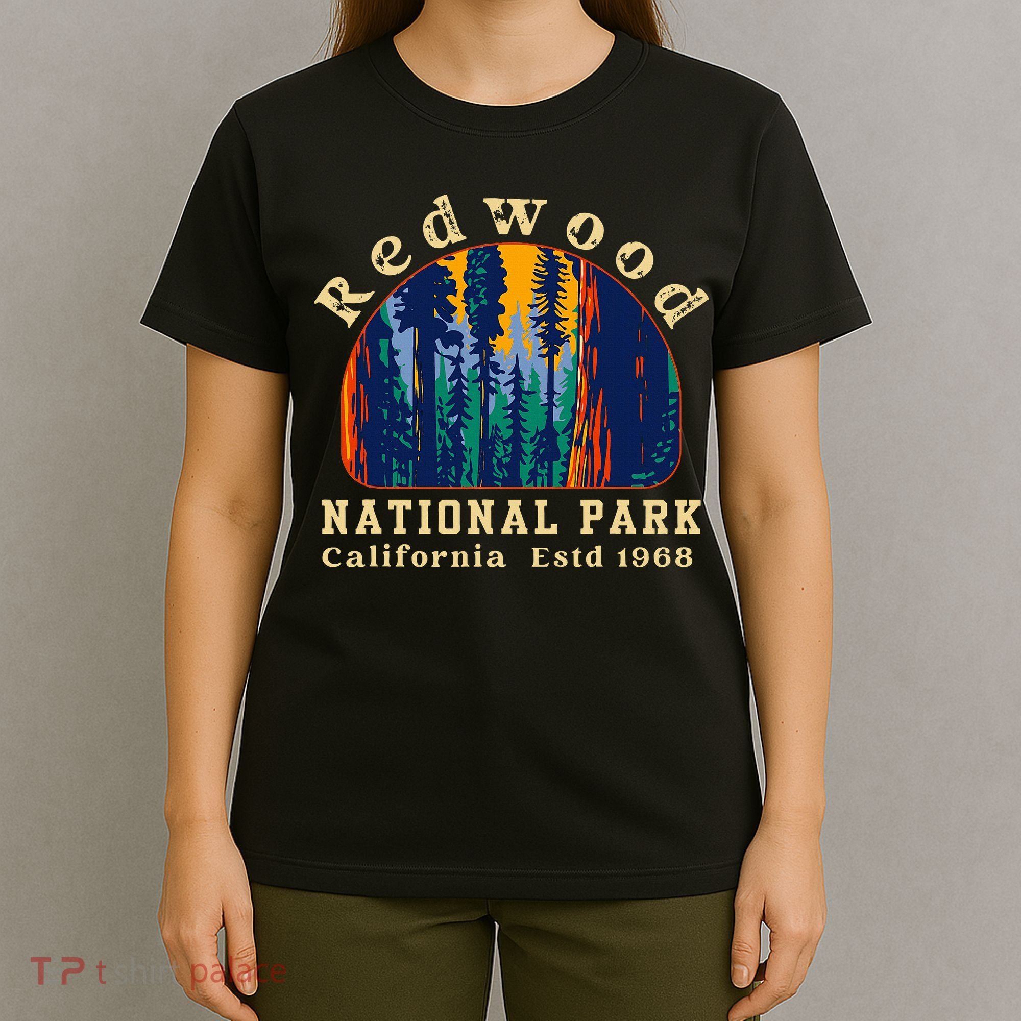 Redwood National Park California Retro Vintage Camping T-Shirt