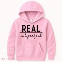 Real Not Perfect Positive Quote Kids Hoodie thumb 0