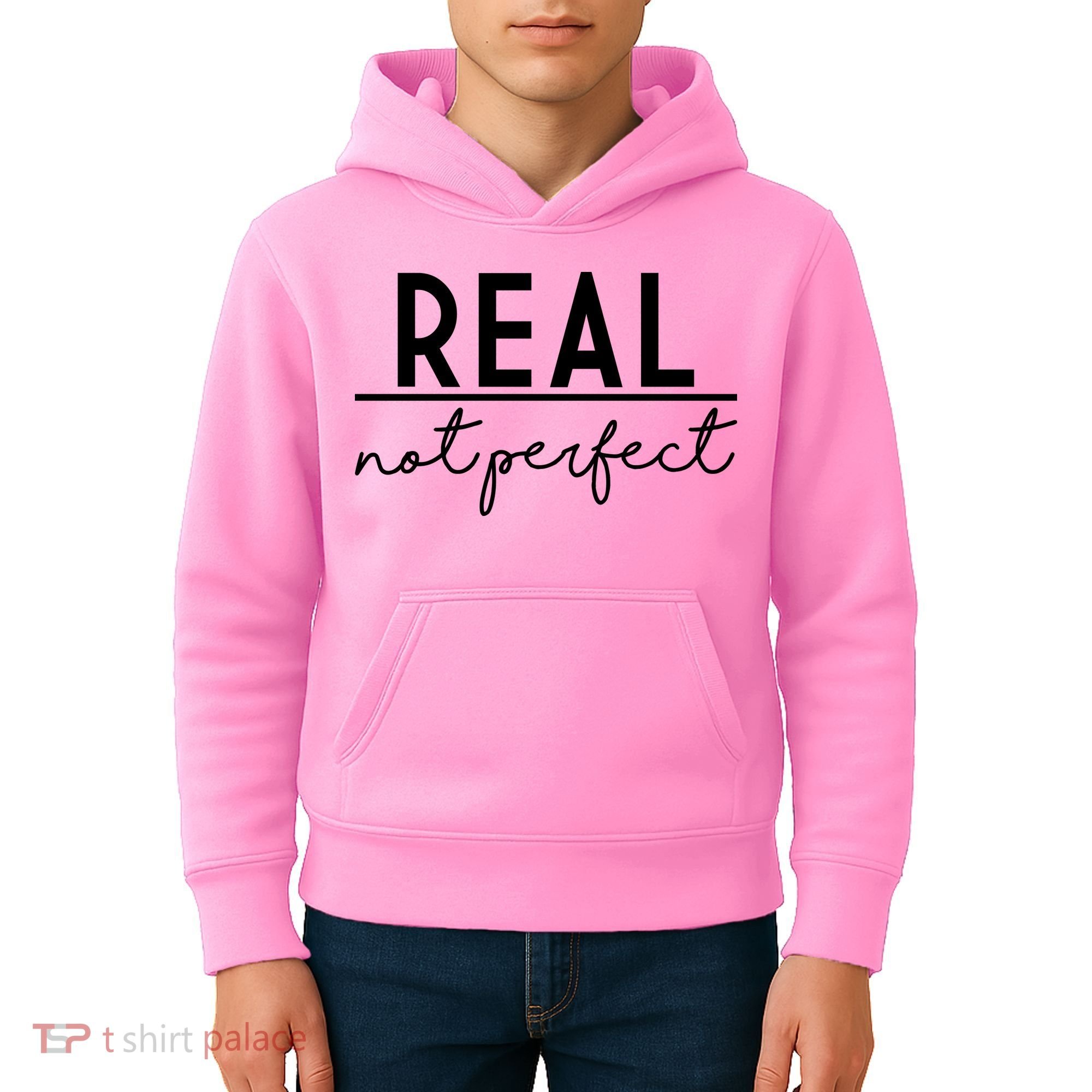 Real Not Perfect Positive Quote Kids Hoodie