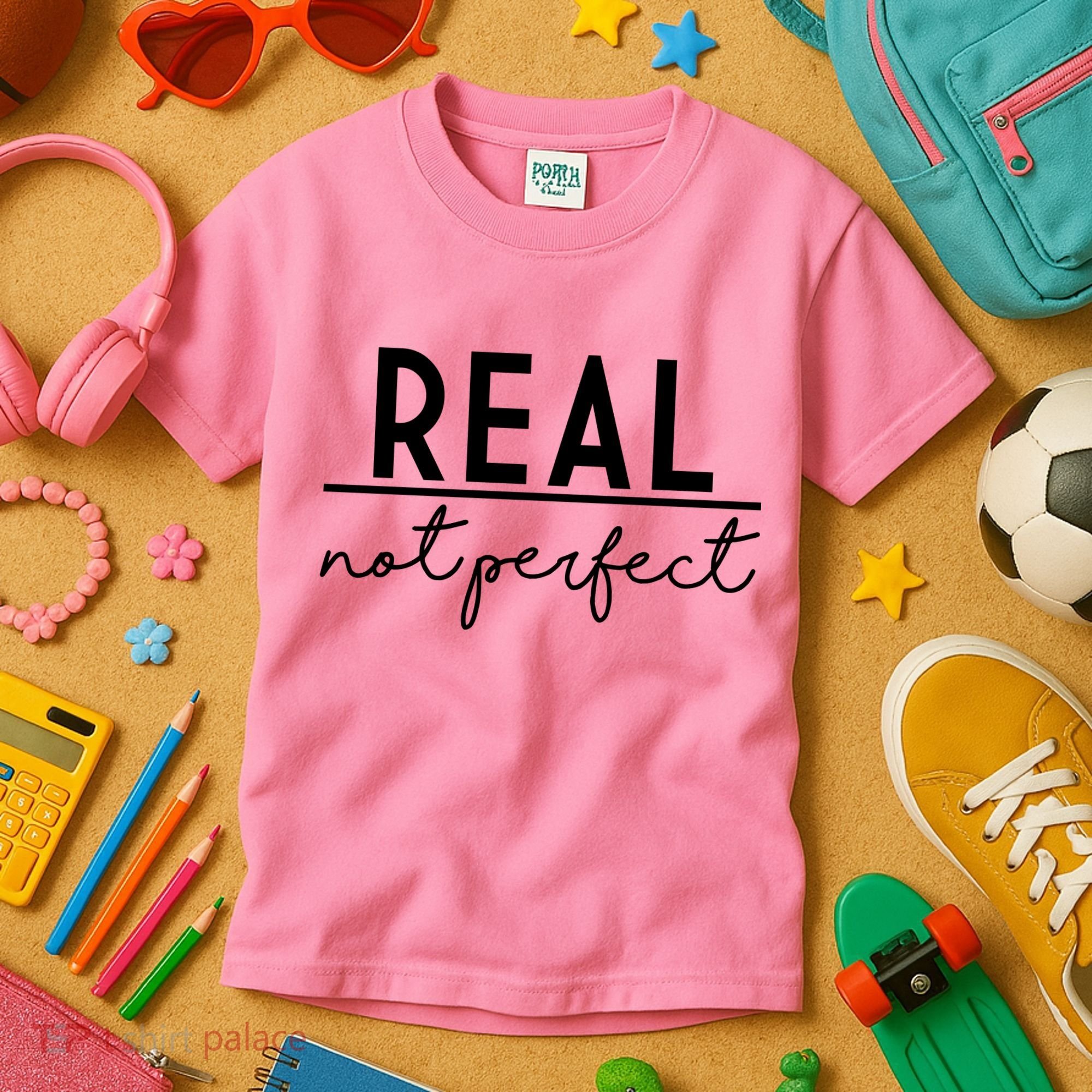 Real Not Perfect Positive Quote Kids T-Shirt
