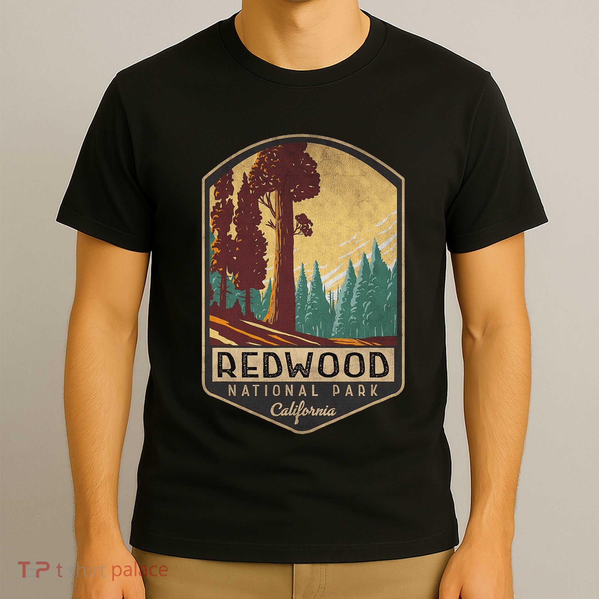 Redwood National Parks California Vintage Hiking Tree Nature T-Shirt