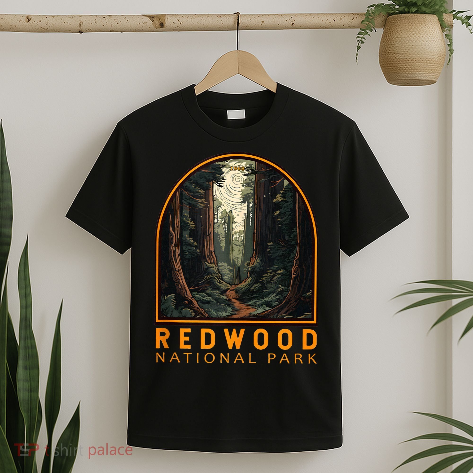 Redwood National Park Illustration Trail Emblem  T-Shirt