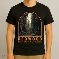 Redwood National Park Illustration Trail Emblem  T-Shirt thumb 3