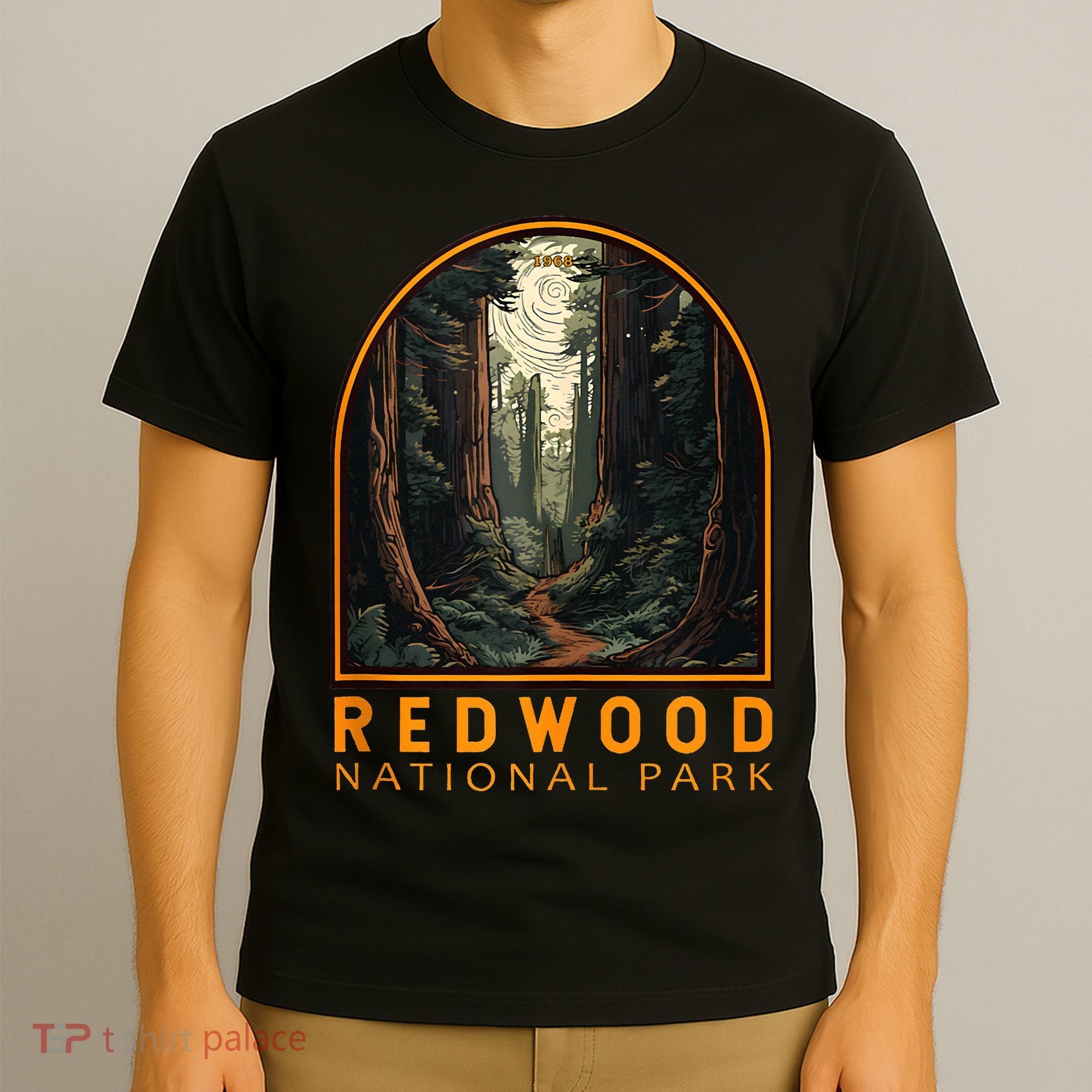 Redwood National Park Illustration Trail Emblem  T-Shirt