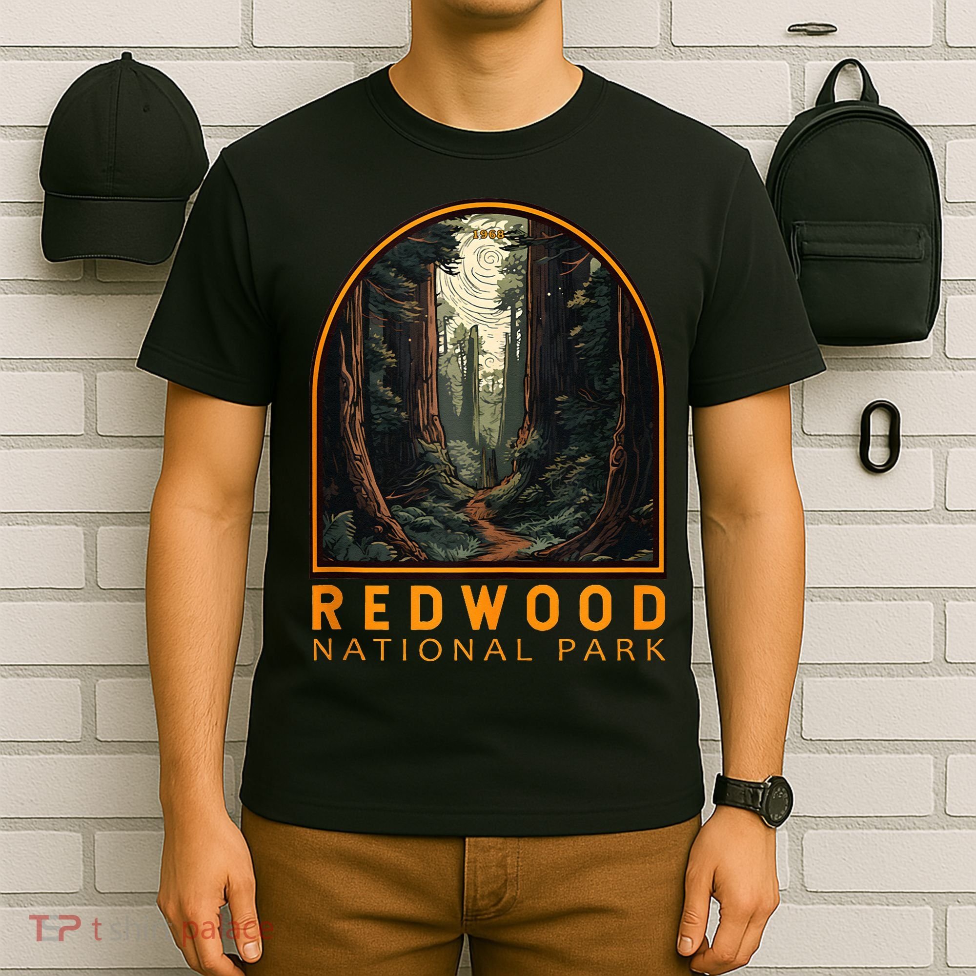 Redwood National Park Illustration Trail Emblem  T-Shirt