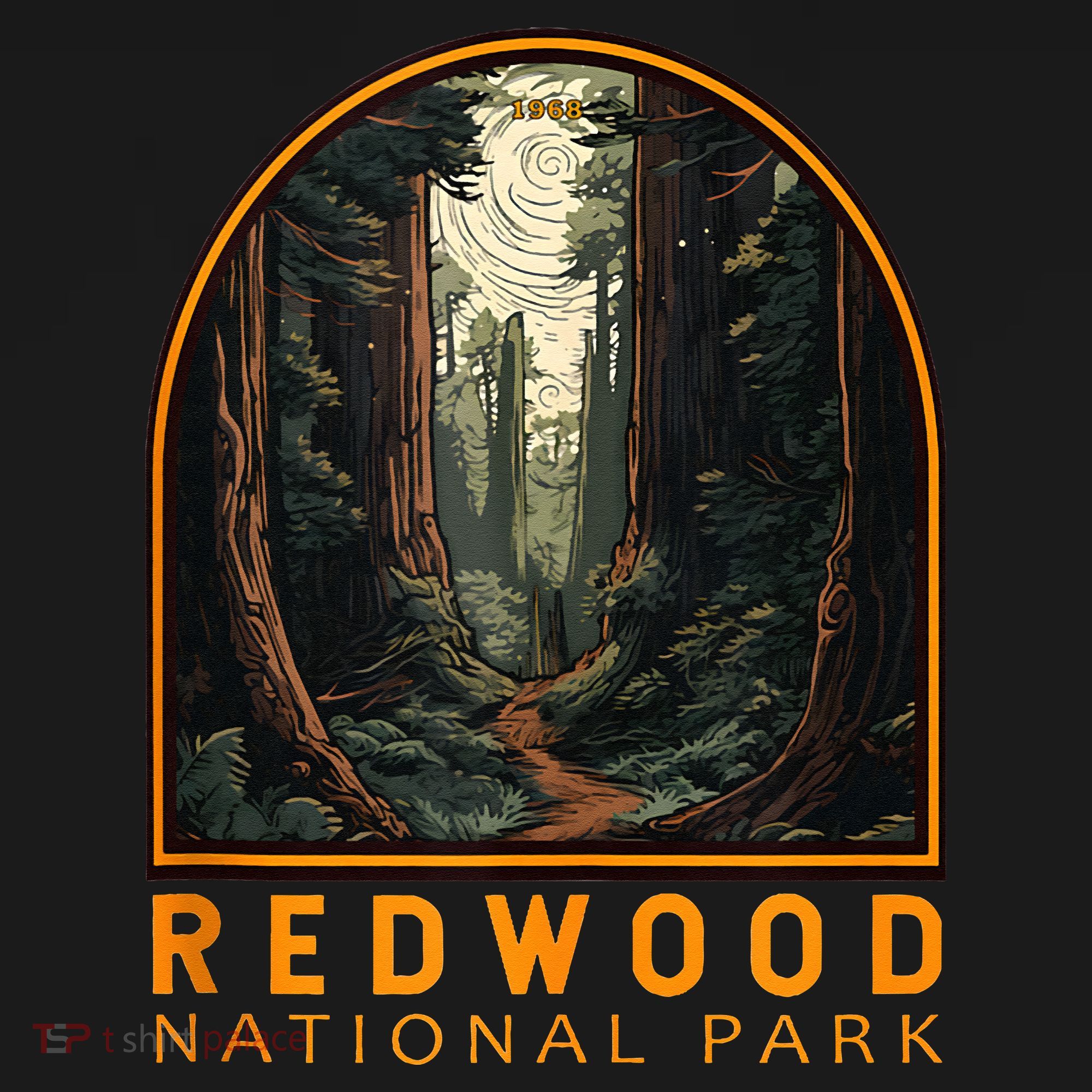 Redwood National Park Illustration Trail Emblem  Women's Hoodie