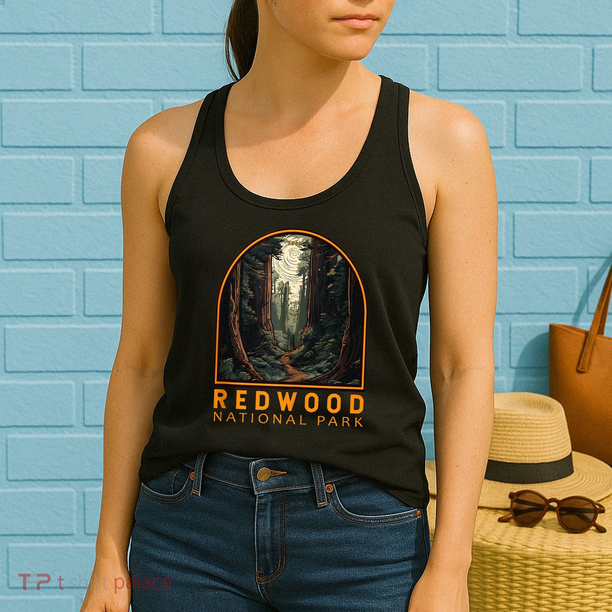 Redwood National Park Illustration Trail Emblem  Women's Tank Top