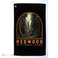 Redwood National Park Illustration Trail Emblem  Golf Towel thumb 0