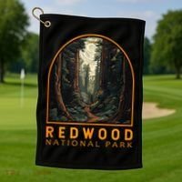 Redwood National Park Illustration Trail Emblem  Golf Towel thumb 1
