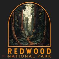 Redwood National Park Illustration Trail Emblem  Golf Towel thumb 3