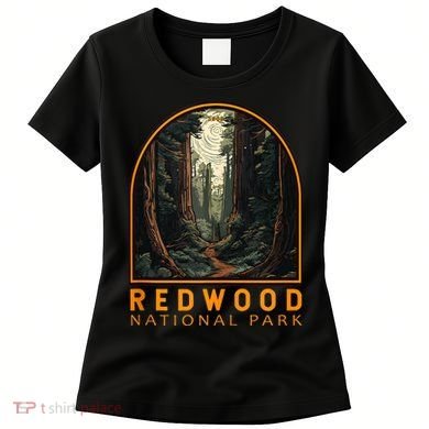 Redwood National Park Illustration Trail Emblem  Women's T-Shirt