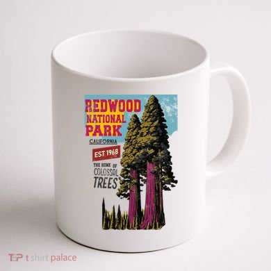 Redwood National Parks California Agedd Look Vintage Coffee Mug back