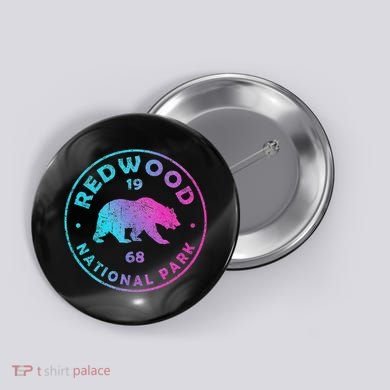 Redwood National Park Ca Colorful Tie Dye Bear Button