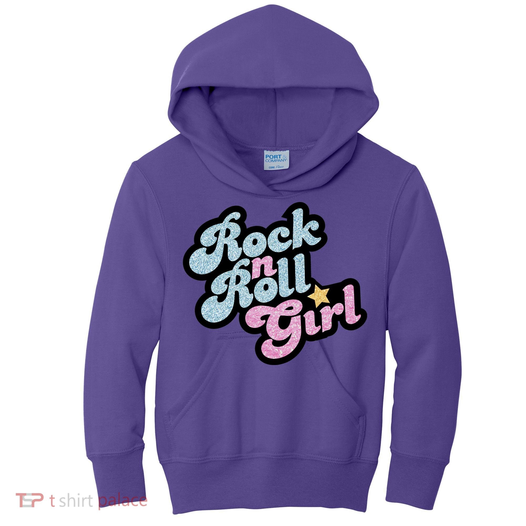Rock N Roll Girl Cute Rockstar Concert Kids Hoodie