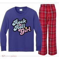 Rock N Roll Girl Cute Rockstar Concert Kids Long Sleeve Plaid Pajama Set thumb 0