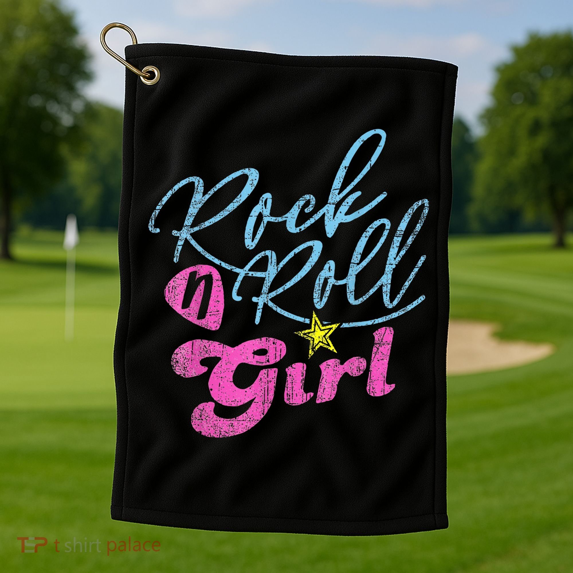Rock N Roll Girl Purple Darla Golf Towel