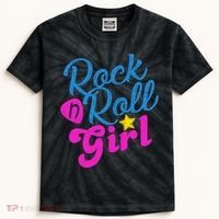 Rock N Roll Girl Cute Gift Kids Tie-Dye T-Shirt thumb 0