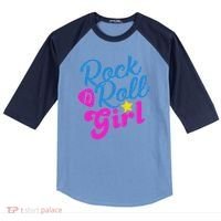 Rock N Roll Girl Cute Gift Raglan Baseball Sleeve Shirt thumb 0