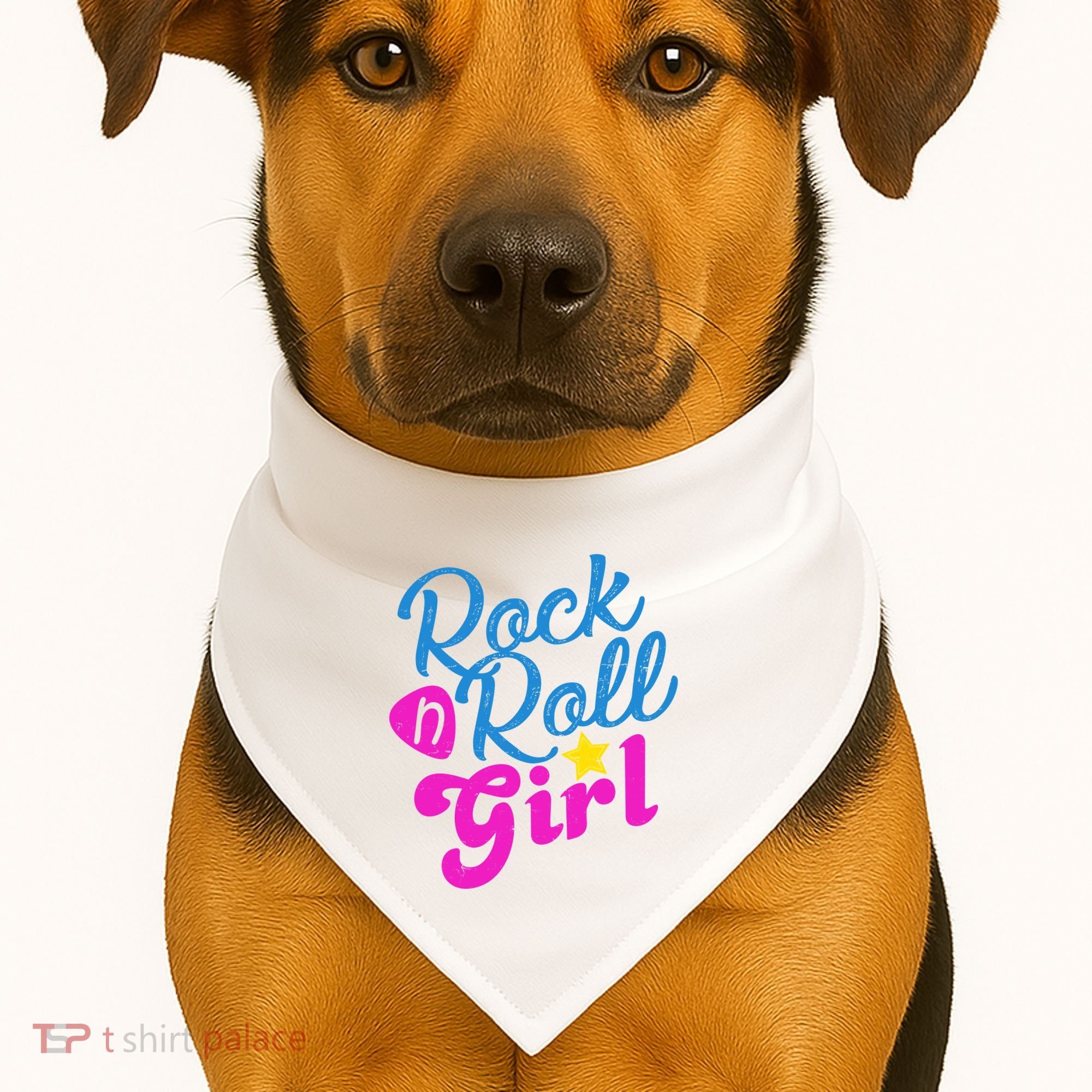 Rock N Roll Girl Cute Gift USA-Made Doggie Bandana